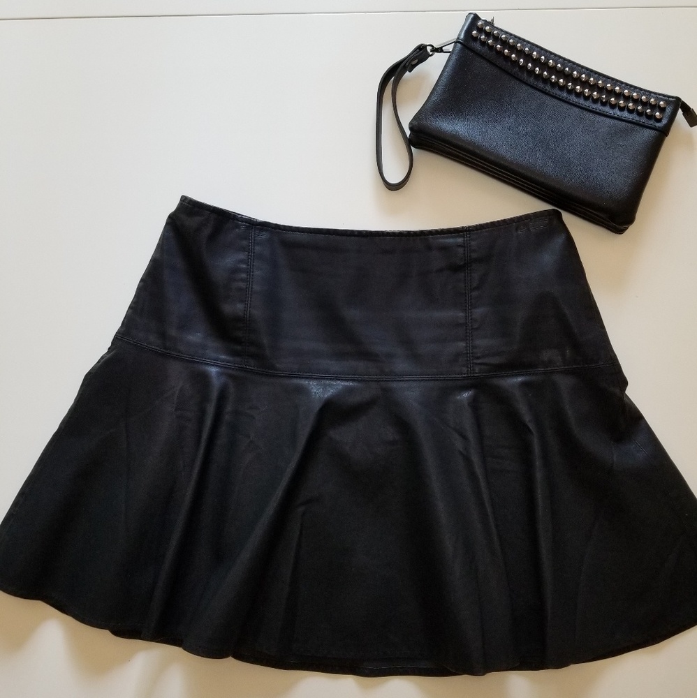 Free People leather swing skirt